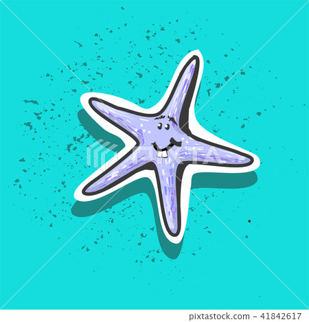 Funny cute childish sea star sticker with teeth vector fashion patch badge Funny cute childish sea star sticker with teeth vector fashion patch badge 41842617