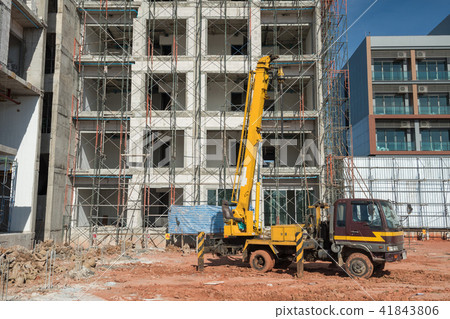 Mobile truck crane at construction site 41843806