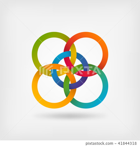 five interlocked circles in gradient colors 41844318