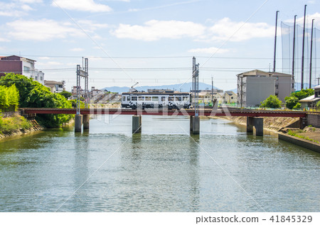 Osaka prefecture Sakai city · Ishidu River crossing the Osaka train train 701 series 41845329
