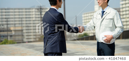 Handshake businessman worker blue sky business image 41847468