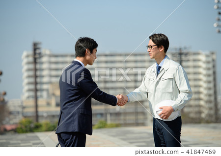 Handshake businessman worker blue sky business image 41847469