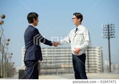 Handshake businessman worker blue sky business image 41847471