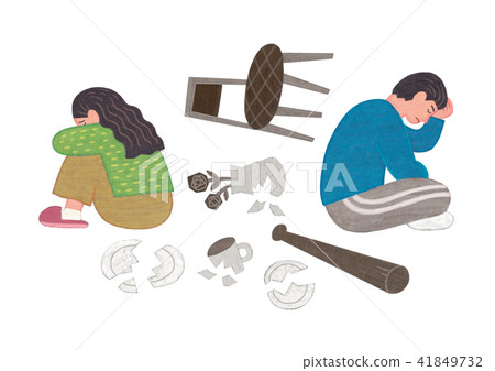 Vector -  all acts of violence illustration. different domestic violence situations on white background. 005 41849732