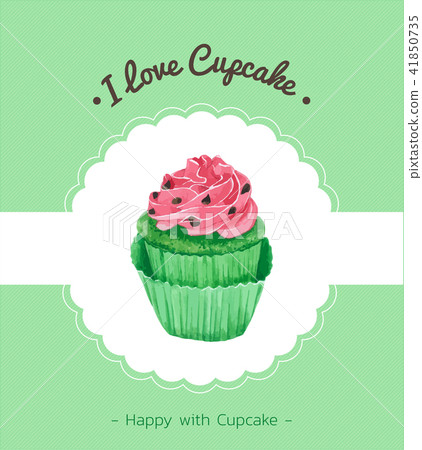 Cupcake greeting card. Vector watercolor style - Stock Illustration ...