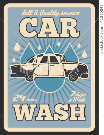 Car wash service vector retro poster Car wash service vector retro poster 41850843