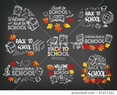 Back to School vector stationery chalk icons 41851162