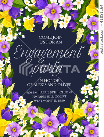 Flowers vector Save the Date wedding party card 41851164