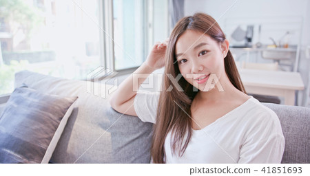 woman smile happily at home 41851693