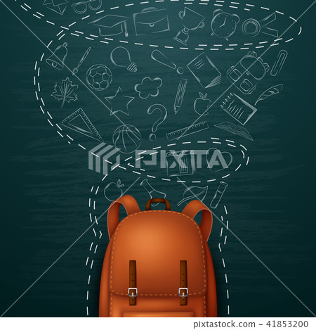 Backpack and Back to school background, with doodl Backpack and Back to school background, with doodl 41853200