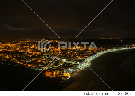 Portugal Nazare night scene, Nazaré night view in Portugal Portugal Nazare night scene, Nazaré night view in Portugal 41853805
