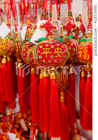 Chinese New Year decorations selling in the store Chinese New Year decorations selling in the store 41853995