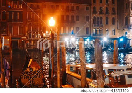 A view of the canal at night. Venice, Italy A view of the canal at night. Venice, Italy 41855530