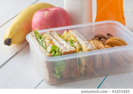 Lunch box set of Egg salad with sandwich slices Lunch box set of Egg salad with sandwich slices 41855885