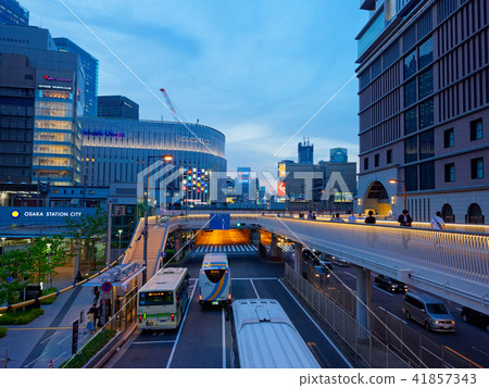 Osaka Umeda at dusk Umeda new pedestrian bridge renewed 41857343