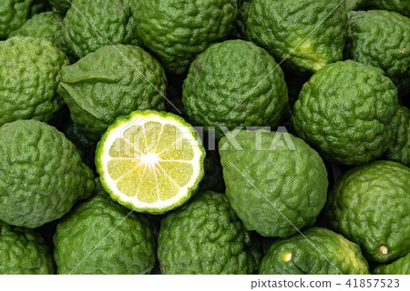 Kaffir limes, one cut citrus fruit herbal medicine 41857523