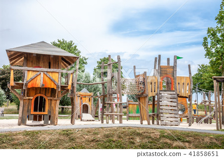 Typical wooden playground in a german town Typical wooden playground in a german town 41858651