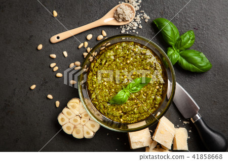 Pesto sauce in a bowl 41858668