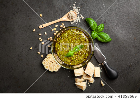 Pesto sauce in a bowl 41858669
