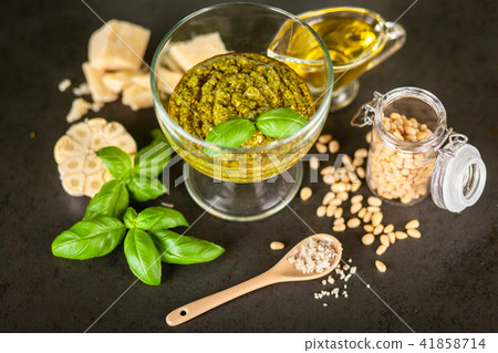 Pesto sauce in a bowl Pesto sauce in a bowl 41858714