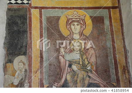 壁畫在San Lorenzo Maggiore早期的基督徒城鎮建築的牆壁上繪了 41858954