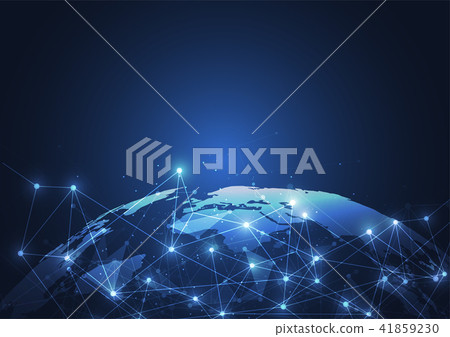 Global network connection. World map point Global network connection. World map point 41859230