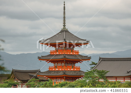 Japanese pagoda over the trees Japanese pagoda over the trees 41860331