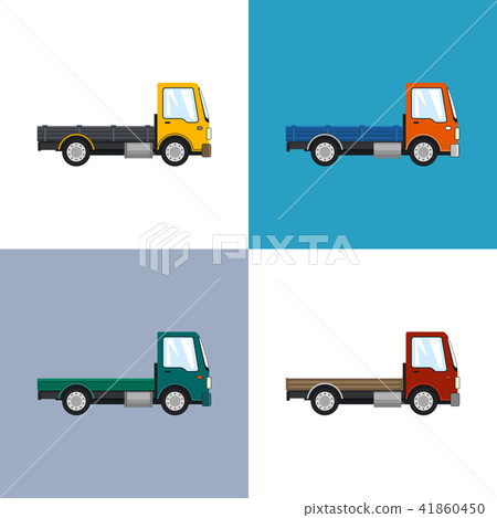 Four Types of Mini Lorries without Load Isolated Four Types of Mini Lorries without Load Isolated 41860450