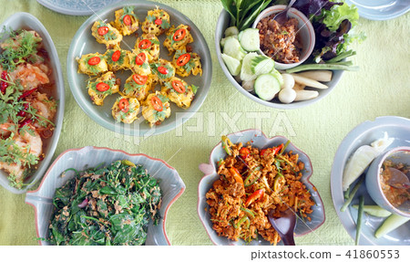 Top view of Thai cuisine famous international food 41860553