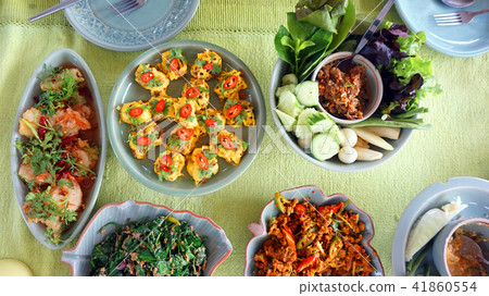 Top view of Thai cuisine famous international food Top view of Thai cuisine famous international food 41860554