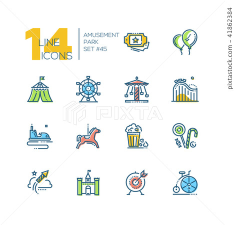 Amusement park - set of line design style colorful icons Amusement park - set of line design style colorful icons 41862384