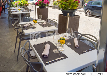 Terrace table of a Monreale restaurant Terrace table of a Monreale restaurant 41862999