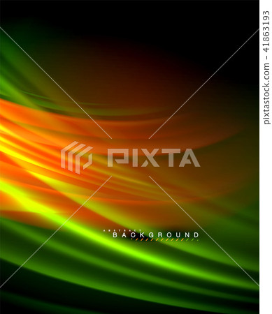 Neon glowing wave, magic energy and light motion background. Vector wallpaper template 41863193