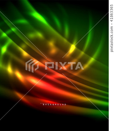 Neon glowing techno lines, hi-tech futuristic abstract background template with square shapes 41863365