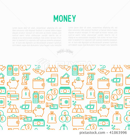 Money concept with thin line icons Money concept with thin line icons 41863996