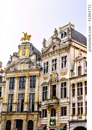 City buildings facade at Grand Place in a sunny 41864731