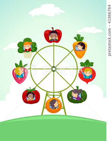 Stickman Kids Garden Ferris Wheel Illustration Stickman Kids Garden Ferris Wheel Illustration 41866764