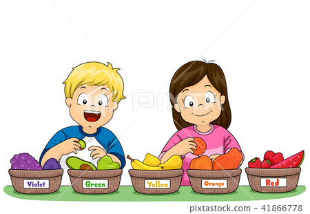 Kids Sort Fruits Basket Color Illustration 41866778