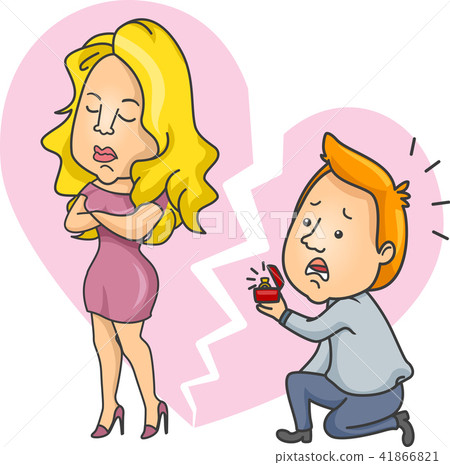 Couple Man Propose Woman Rejected Illustration - Stock Illustration ...