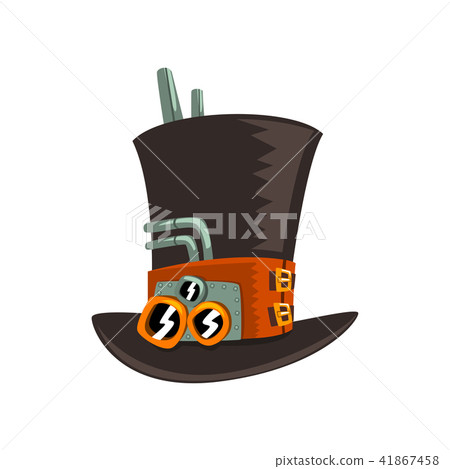 Steampunk top hat, antique mechanical device or mechanism vector Illustration on a white background 41867458