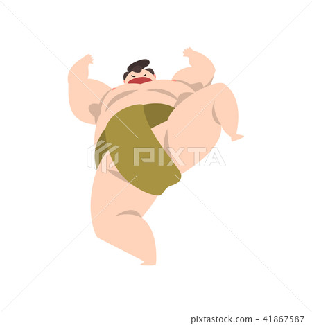 Sumo wrestler character fighting, Japanese martial art fighter vector Illustration on a white 41867587