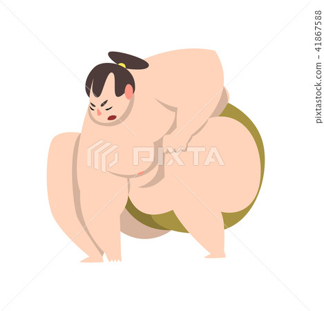 Sumo wrestler character in fighting stance, sumoist athlete, Japanese martial art fighter vector Sumo wrestler character in fighting stance, sumoist athlete, Japanese martial art fighter vector 41867588