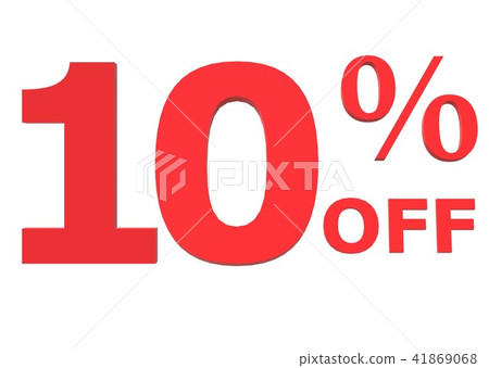 3D 10 percent off on white background.  41869068