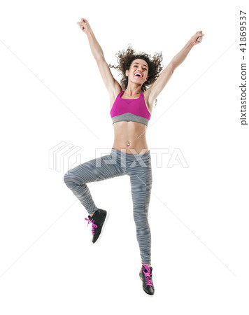 woman zumba dancer dancing fitness exercises isolated 41869537