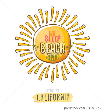 Eat sleep beach repeat vector cartoon concept illustration or summer poster. vector funky cartoon 41869733