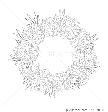 Marigold Flower - Tagetes Wreath Outline 41870105