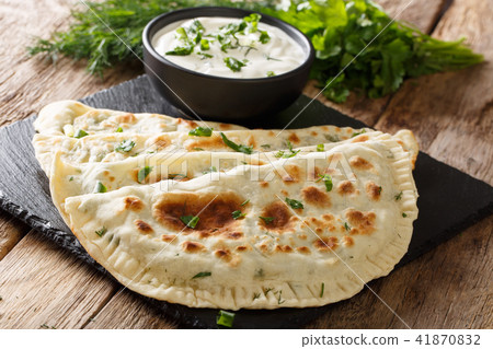 Typical Turkish meal Gozleme with herb Typical Turkish meal Gozleme with herb 41870832