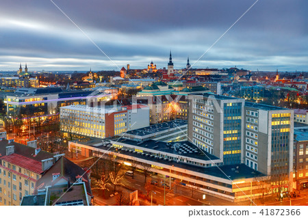 Aerial view of the night city. 41872366