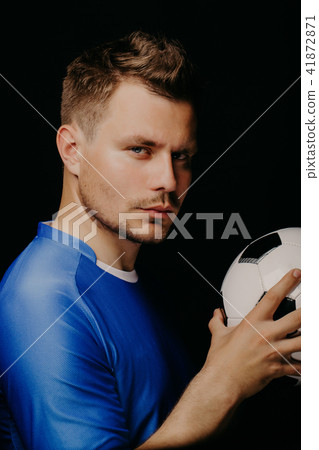 Close Up Portrait Of Young Handsome Football Stock Photo