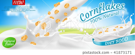 Vector package design of cornflakes in milk 41873171